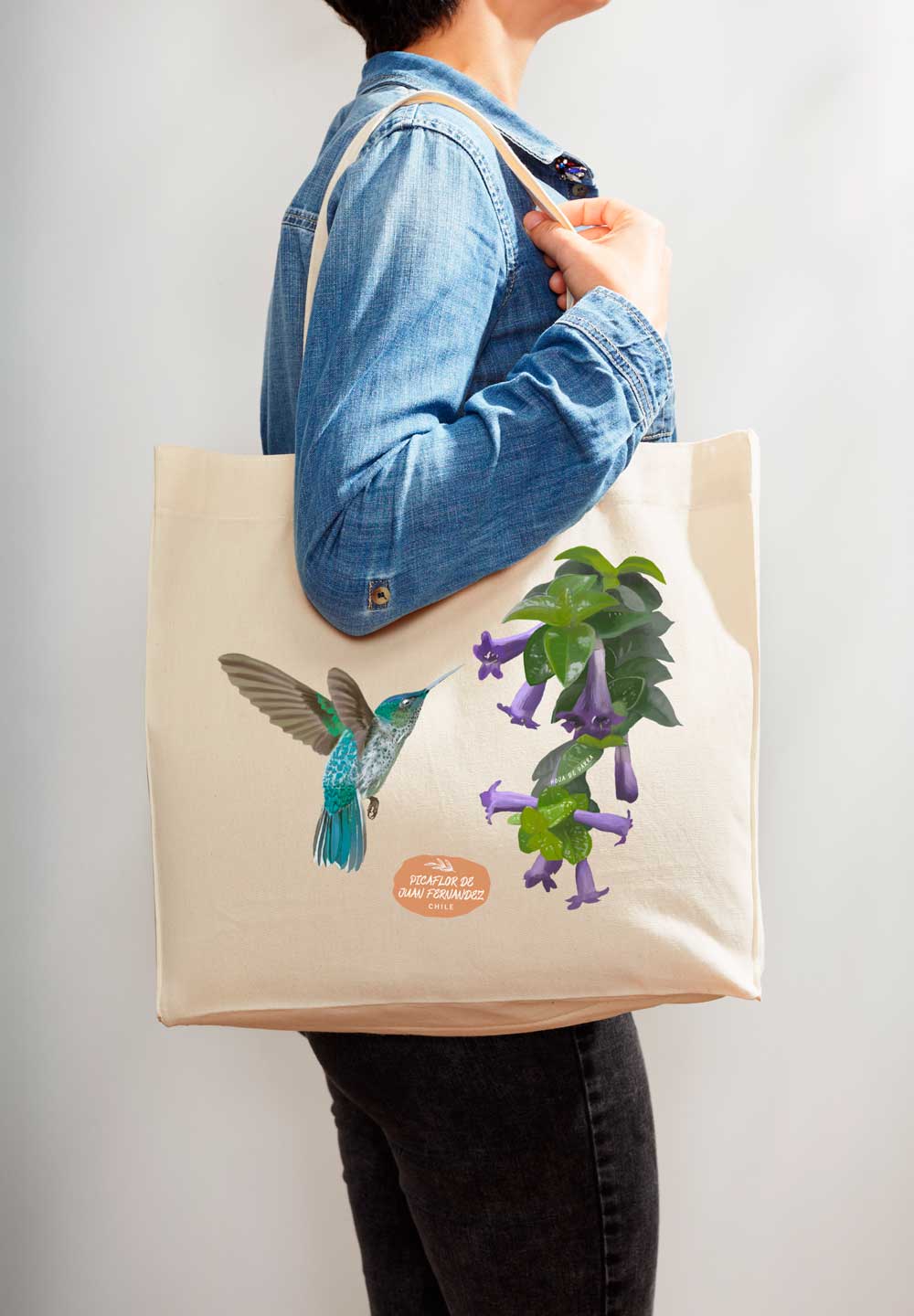 Tote bag algodón Picaflor de Juan Fernández hembra