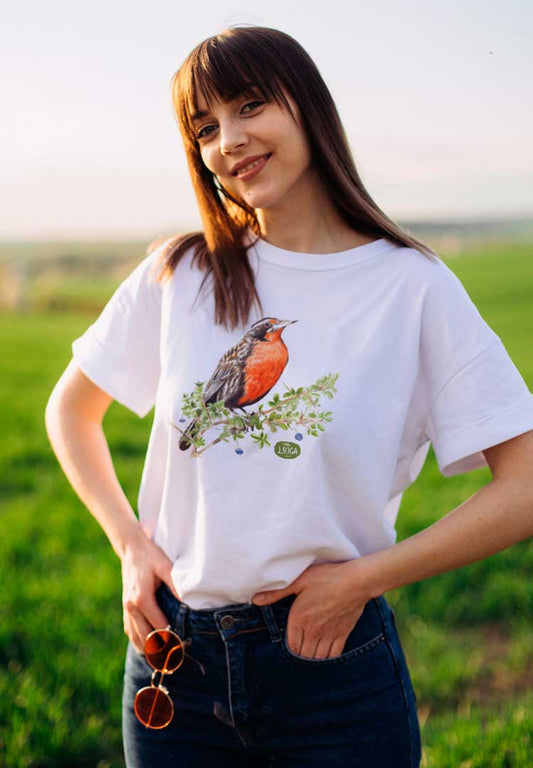Polera ilustrada Loica (Leistes loyca)