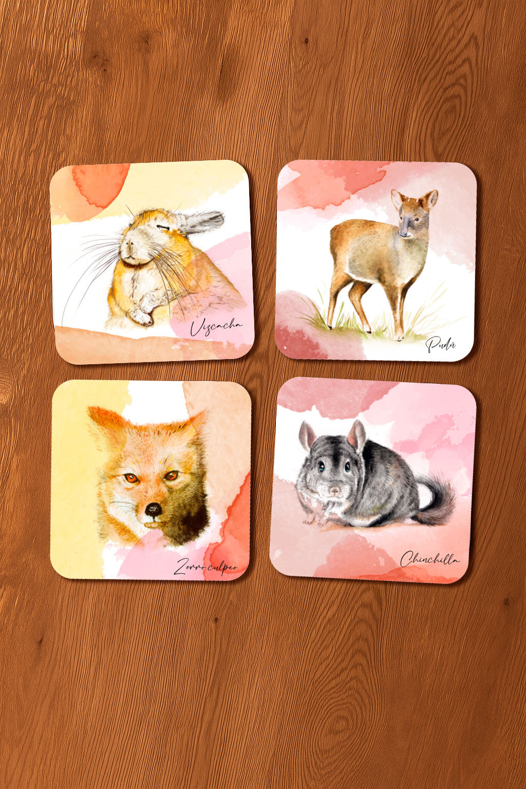 Set de Posavasos Ilustrados Fauna Silvestre de Chile