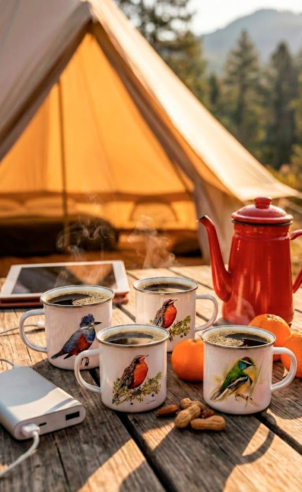 Pack 4 tazones enlozados aves chilenas + ENVÍO GRATIS