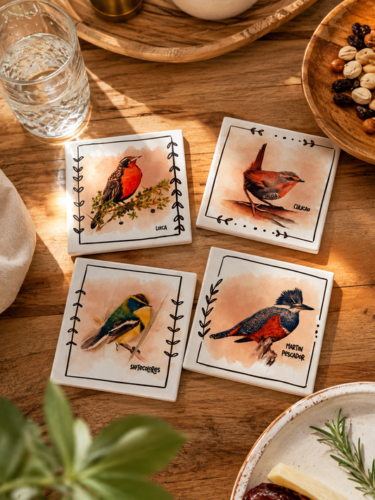 Set 4 Posavasos Aves de Chile