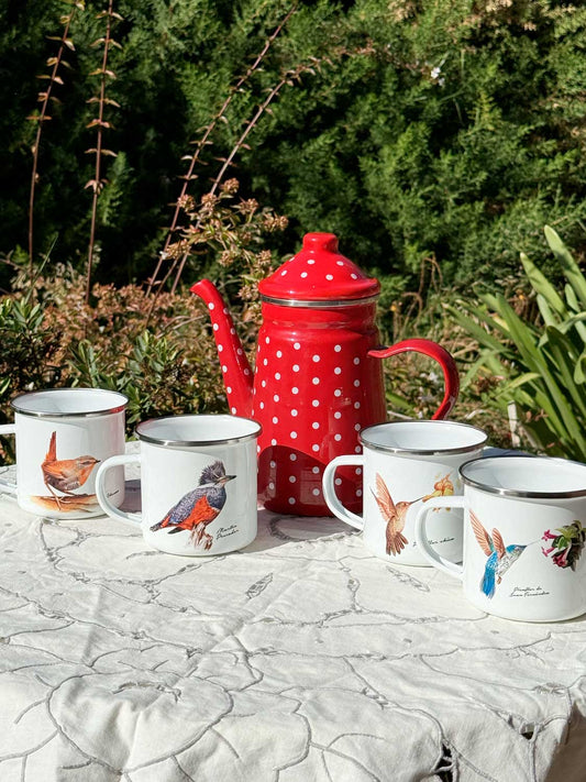 Set de Té Enlozado: Tetera puntos + 4 Tazones