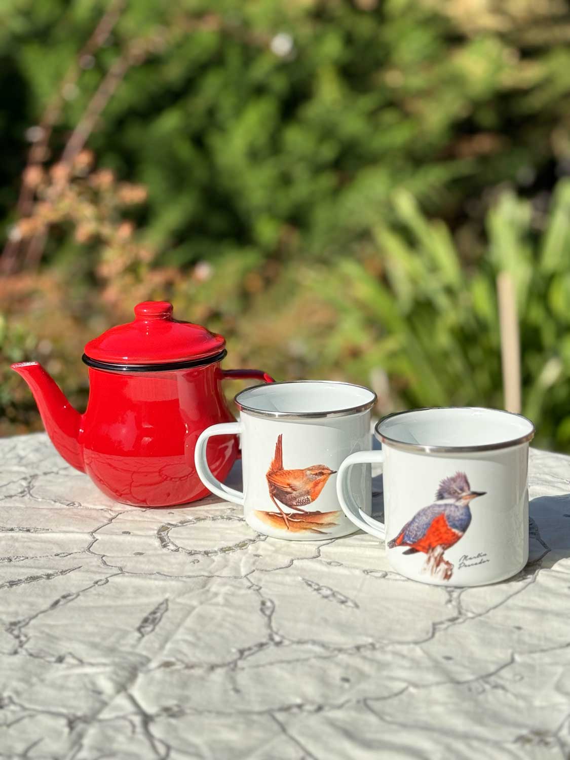 Set de Té Enlozado: Tetera con filtro + 2 Tazones